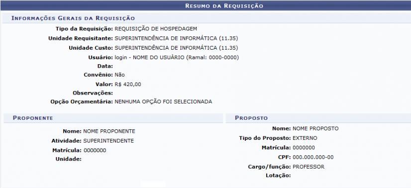 Cadastro de Requisição Após a definição dos critérios desta