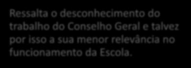 A. Organização e gestão Conselho Geral Ressalta o desconhecimento do trabalho do