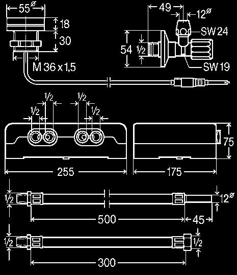 612,00 Misturadora Multiplex Trio E2 Sistema eletrónico de comando e controlo: Temperatura da água, quantidade de água.