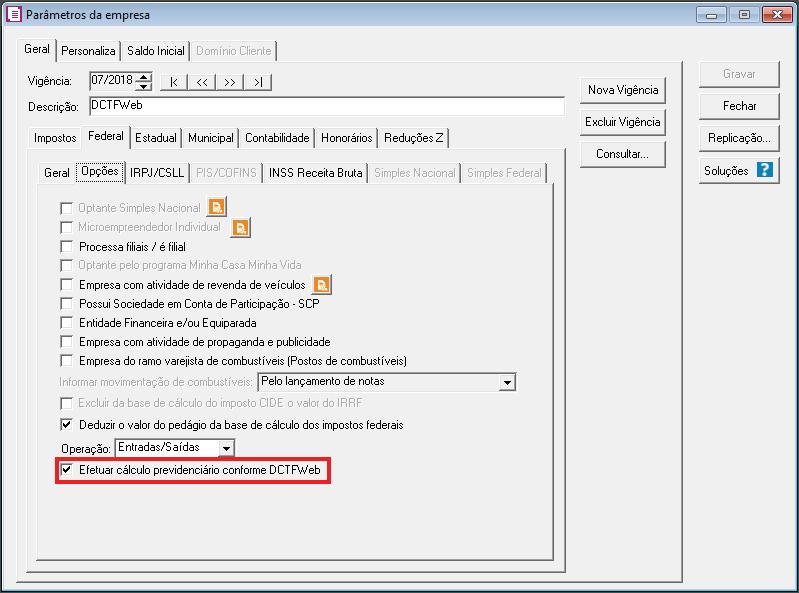 Como configurar a empresa para efetuar a Apuração Previdenciária conforme DCTFWeb?