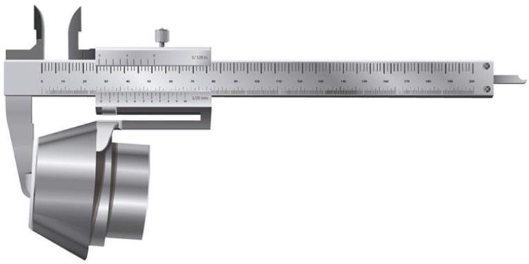 Paquímetro com bico móvel (basculante) Empregado para medir