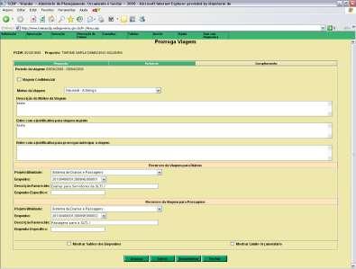 Após o cadastramento da prorrogação dos trechos, acesse a aba