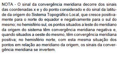 CONVERGÊNCIA MERIDIANA Meridiano do ponto de origem STL Sinais da convergência meridiana γ NQ NQ (Função da posição (φ 0, λ 0 ) da origem) γ NG NG γ Analisar o giro: NG para NQ Positiva (+) Giro em