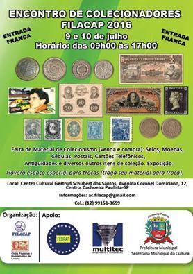 9905-6765 wgebauer@terra.com.br. Promoção: AFINUTI Associação Filatélica e Numismática Timboense (fundada em 01.03.1971). *De 09 a 12.06.2016, Encontro Regional da Paraíba (SFNJP).
