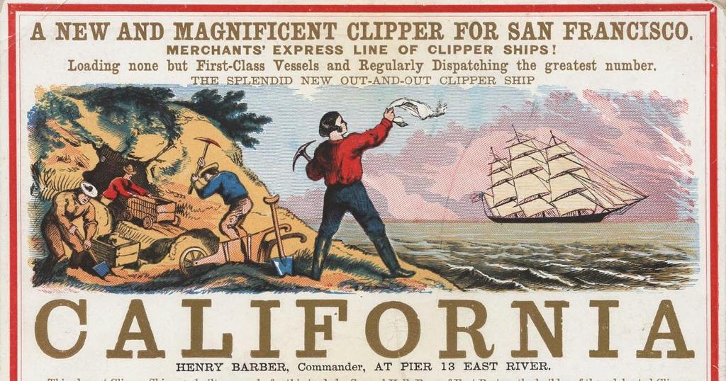 Corrida do Ouro, na Califórnia Em 1848, com a descoberta de ouro na Califórnia, inicia a