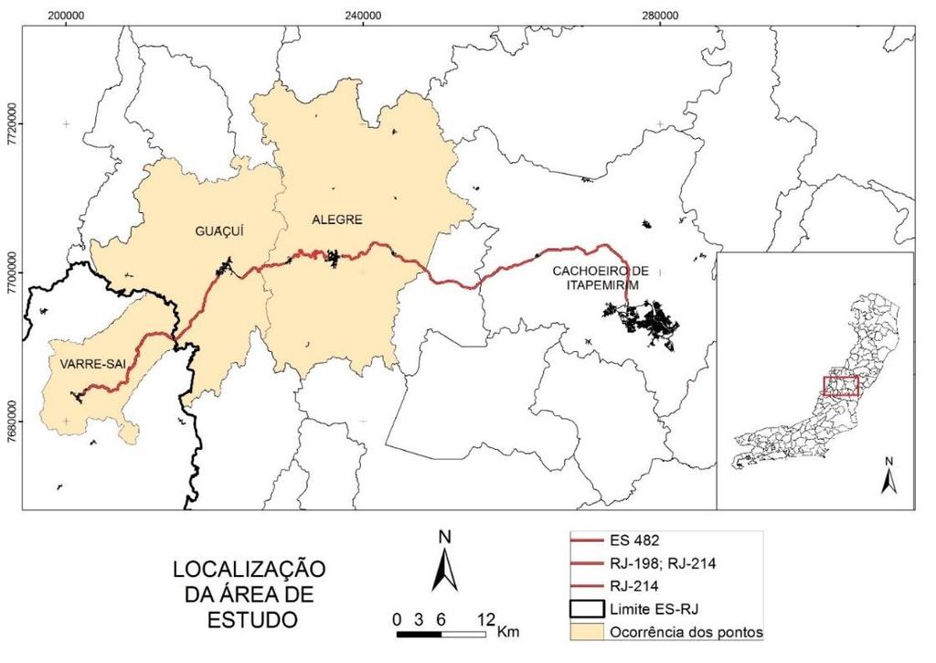 Petrologia e Mineralogia - Volume 1 Figura 1. Mapa de localização e vias de acesso da área de estudo.