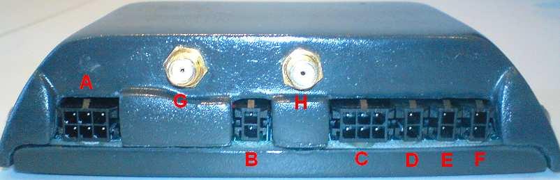 DESCRIÇÃO DOS CONECTORES Porta A - Conector de programação/ Teclado Porta B - Escuta Porta C - Alimentação e Saídas auxiliares Porta D - Sinal de Bloqueio Porta E - Sirene Porta F -