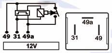 104 Relé Pisca, 3 terminais, capa plástica de 40mm com parafuso de fixação 12V CON