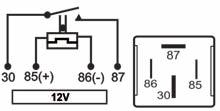 125 Minirelé Auxiliar, 4 terminais sendo 2(4,8mm) e 2(6,3mm) 12V 30 A Renault- 7702089784 - Traffi c 99/ Comando de buzina,