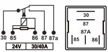 24V 30 A 524 Relé Temporizador, 6 terminais, dupla fixação 24V