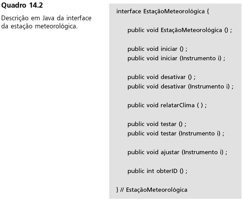 Interface da estação meteorológica Ian Sommerville 2006 Engenharia de Software, 8ª. edição.