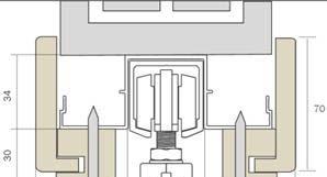 Batente em Pinho revestido a folha de madeira : porta de correr vidro Modelo Único Corte Transversal Modelo Encontro Batente para porta de correr de vidro : Modelo Único Dimensões Para lacar ou