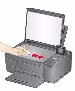 Como fazer a manutenção da impressora Como limpar o vidro do scanner e o suporte de documentos O vidro do scanner pode ficar manchado e haver acúmulo de poeira no compartimento de documentos