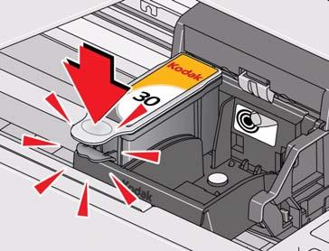 Empurre o cartucho de tinta para baixo para encaixá-lo na posição até ouvir