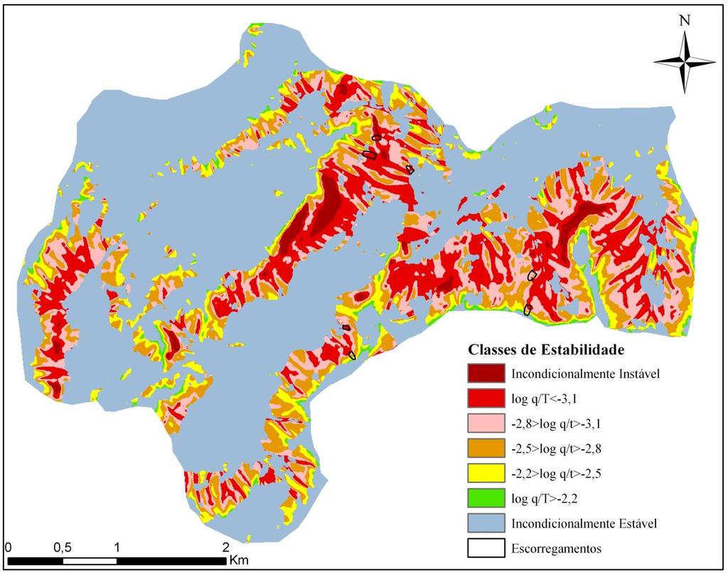 Figura 5 Mapa de Estabilidade para a Bacia do Rio Cunha. 4.