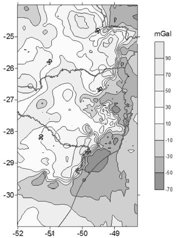 Palmeiro A. S. et al. Fig. 4 - Diferença entre os dados de anomalia free-air da gravidade do BGI e EGM2008.