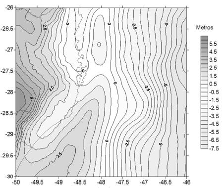 Palmeiro A. S. et al. Fig. 7 - Modelo de anomalias de altitude do EGM2008 e RTM. Entretanto, tem-se como objetivo a determinação destes valores para o DVB.