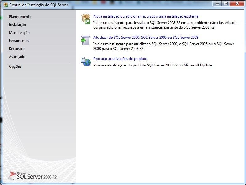 Instalação do SQL Server 2008 R2 Segue abaixo um manual prático de instalação do SQL Server 2008 R2. Antes de instalar este software, o mesmo requer alguns programas básicos para execução.