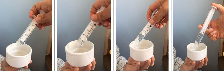 Fig. 9 Teste de Deglutição da água com aumento das quantidades de água (3,5,10,20ml) Tosse: o Se o doente tossir involuntariamente (devido à administração da água) antes, durante ou depois da