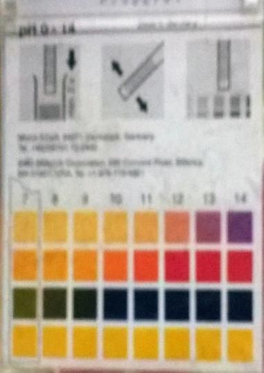 Para verificar a acidose coletou-sea urina dos animais, para posterior análise do ph utilizando-se fitas específicas para a medição do mesmo (Figura 2).