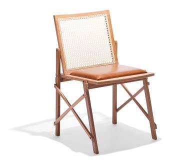 1/2 Silla Maresias con Brazos - Asiento Cuero Marrón/Respaldo Paja Cadeira Maresias sem Braços - Assento Estofado Couro