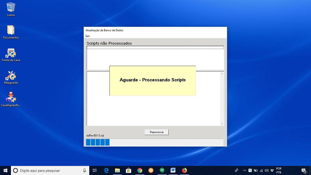 Ao executar a Retaguarda será exibida a tela de Atualização do