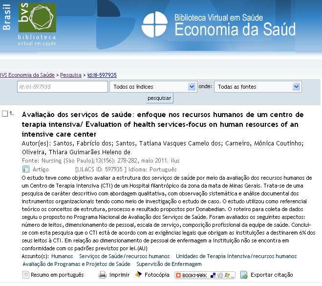 Interface da Busca Integrada (IAHx) da BVS ECOS Figura 5.