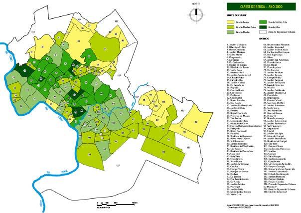 Figura 5 Mapa de renda do município de Cuiabá Mato Grosso Fonte: Site do Departamento de Cartografia de Cuiabá, 2016.