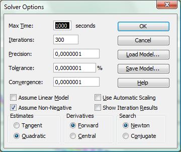 35 4.4 Otimização e Convergência Os cálculos foram efetuados em um computador do tipo PC, usando-se uma planilha MS Excel e com a ajuda dos programas add-in Solver e Solver Premium, integrados à