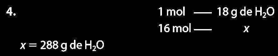2) Que massa de água é obtida na reação de 8 mol de gás