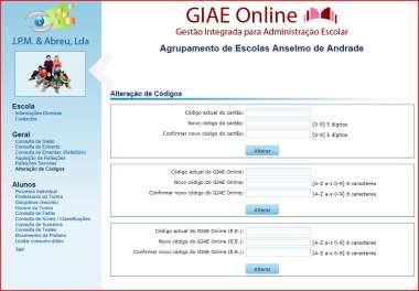 5.6 Alteração de códigos Para alterar os códigos fornecidos pela escola, no Geral