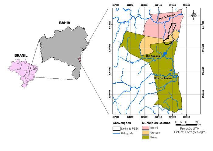 Figura 1: Localização do Parque Estadual da Serra do Conduru, no Sul da Bahia.