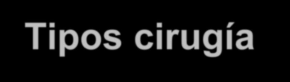 Tipos cirugía Paliativas Drenagem abscessos Enterostomía Ostomías derivativas Definitivas Se indica uma vez
