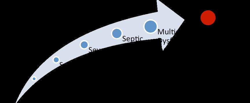 A sépsis grave e o choque séptico compõem um espectro de severidade crescente da resposta à infeção.