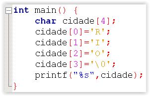 Strings: vetores de caracteres Vetor do tipo char Terminadas pelo caractere nulo: \0 ; R i o \0 Para imprimir printf: %s Muitas funções que manipulam strings o fazem