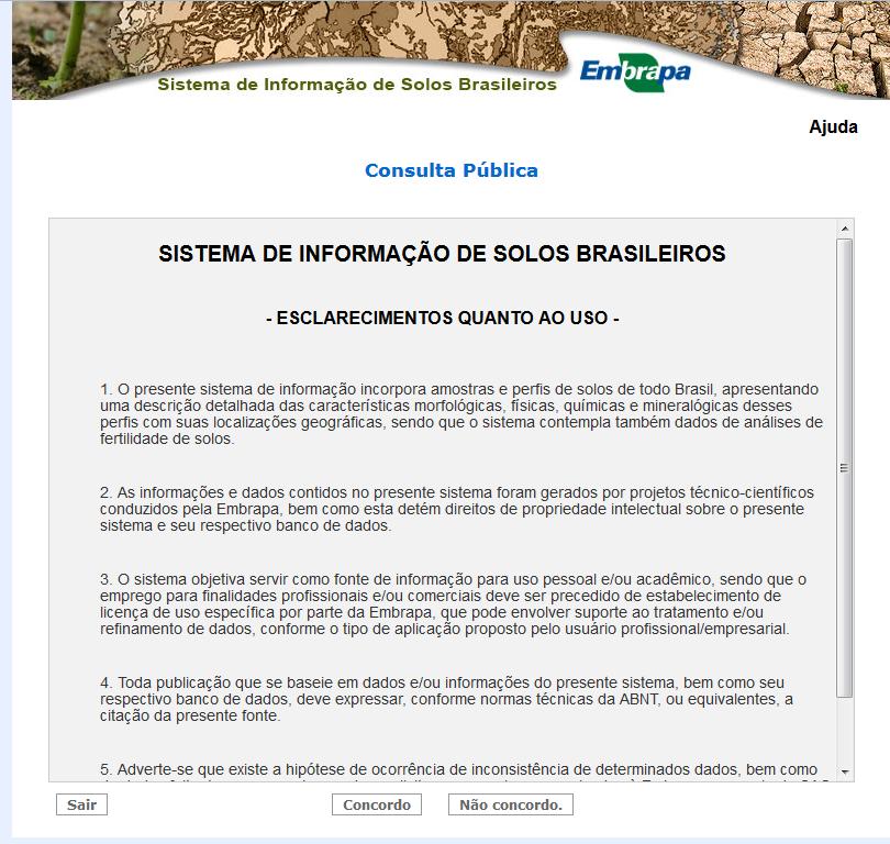 Figura 2 Sistema de Informação de Solos do Brasil consulta aos dados de