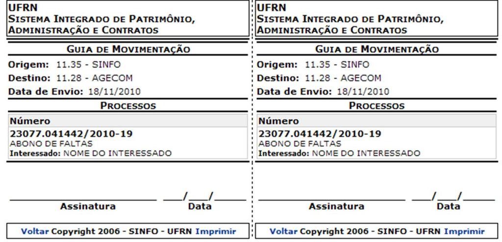 Para registrar o envio de outro processo, clique em operação.