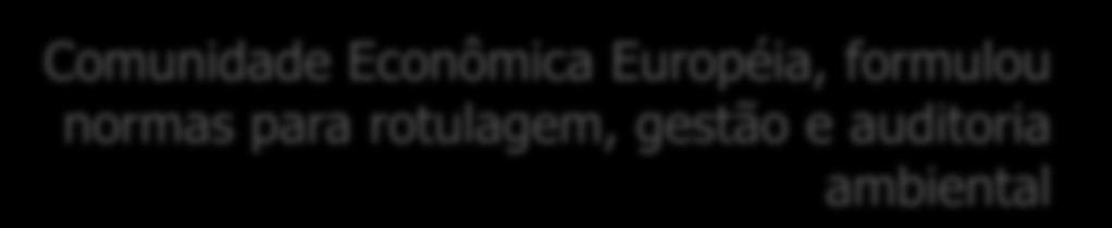 INGLATERRA Norma BS-7750 sobre Gestão Ambiental Normalizou um modelo próprio de Gestão Ambiental CANADÁ CEE Comunidade Econômica Européia,