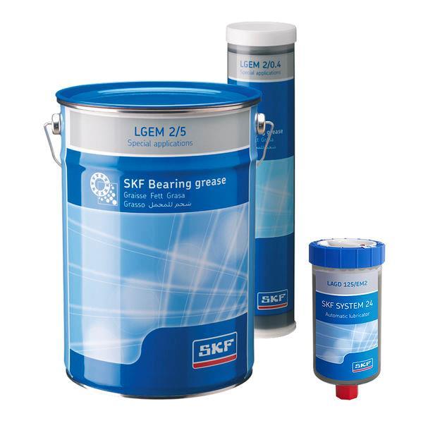 LGEM 2 Graxa para rolamento de alta viscosidade com lubrificantes sólidos A SKF LGEM 2 é uma graxa à base de óleo mineral de alta viscosidade que usa sabão de lítio.