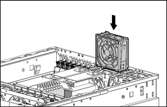 Instalação de opções de hardware 5. Instale o ventilador substituto. Figura 4-33: Instalação do ventilador hot-plug 6.