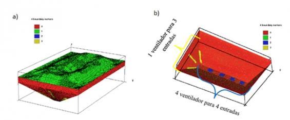 O quarto e último sólido construído foi um sistema real de armazenagem de grãos. O armazém graneleiro investigado foi discretizado, conforme a Figura 05, em 31.866 nós e 125.530 tetraedros.