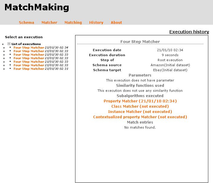 Matchmaking uma infraestrutura para alinhamento de esquemas 55 detalhes na seção 4.2). Nessa imagem, podemos verificar que toda a operação de alinhamento ocorreu em apenas nove segundos.