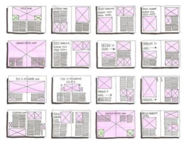 7 Por ritmo editorial se entende planejamento de uma composição visual de um projeto gráfico editorial, que elabora a publicação desde a primeira até a última página, que proporciona para o seu