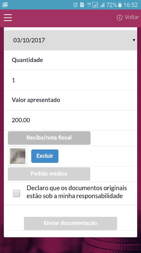 Câmera celular Imagem do recibo ou nota fiscal Passo 8 Após fotografar/anexar a