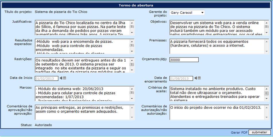 com as informações autorizadas no termo de abertura.