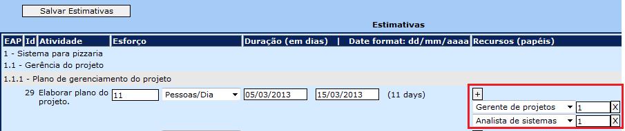 Apenas os papéis inclusos no organograma estão disponíveis para serem estimados.