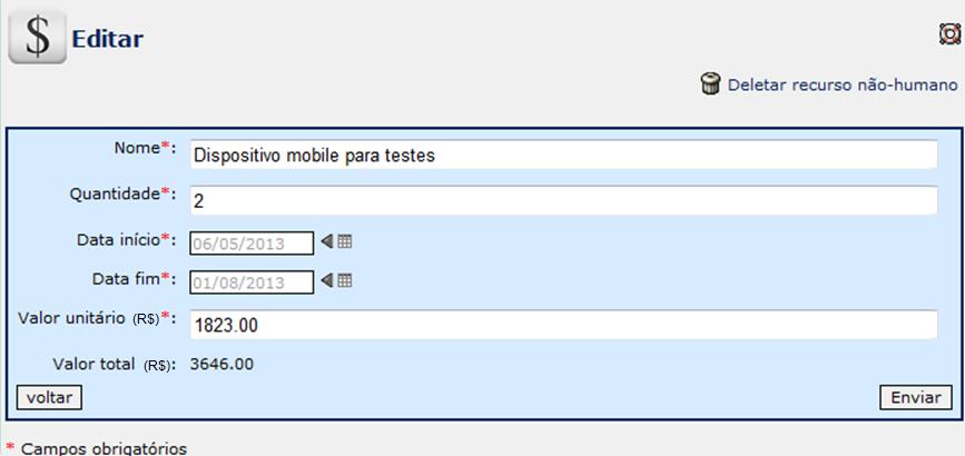 Estimar os custos - Recursos não humanos Os recursos não humanos podem ser cadastrados diretamente