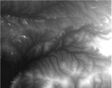 Recortes (a) Composição de Bandas 654, (b) Banda 3 (Faixa do Verde) ambos da imagem Landsat 8 Sensor OLITIRS Data de Aquisição: 21/03/2014 Órbita-ponto 216-066, (c) Imagem SRTM de índice: 08S39_SN.