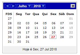 Clique no para visualizar o calendário Clique no calendário para visualizar e indicar a data de correção