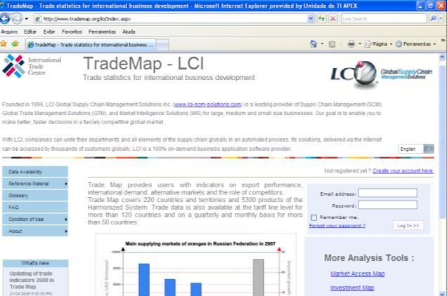 trademap.org/ FMI (Fundo Monetário Internacional): http://www.imf.